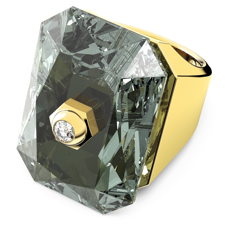 Swarovski Numina cocktail ring, Octagon cut, Gray, Gold-tone plated
